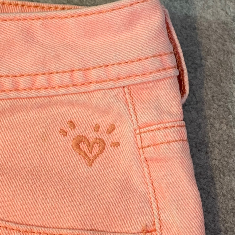 Justice Denim Shorts Girls Size 12.5 Pastel Peach Pink Summer Casual EUC - Picture 7 of 9